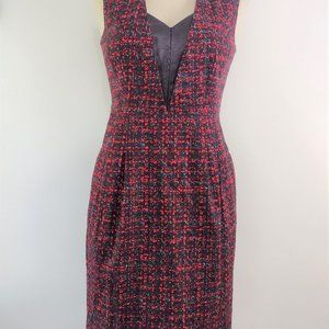 Nanette Lepore Sheath dress. Hot Red and Lamb Leather w/pockets sz 36 bust
